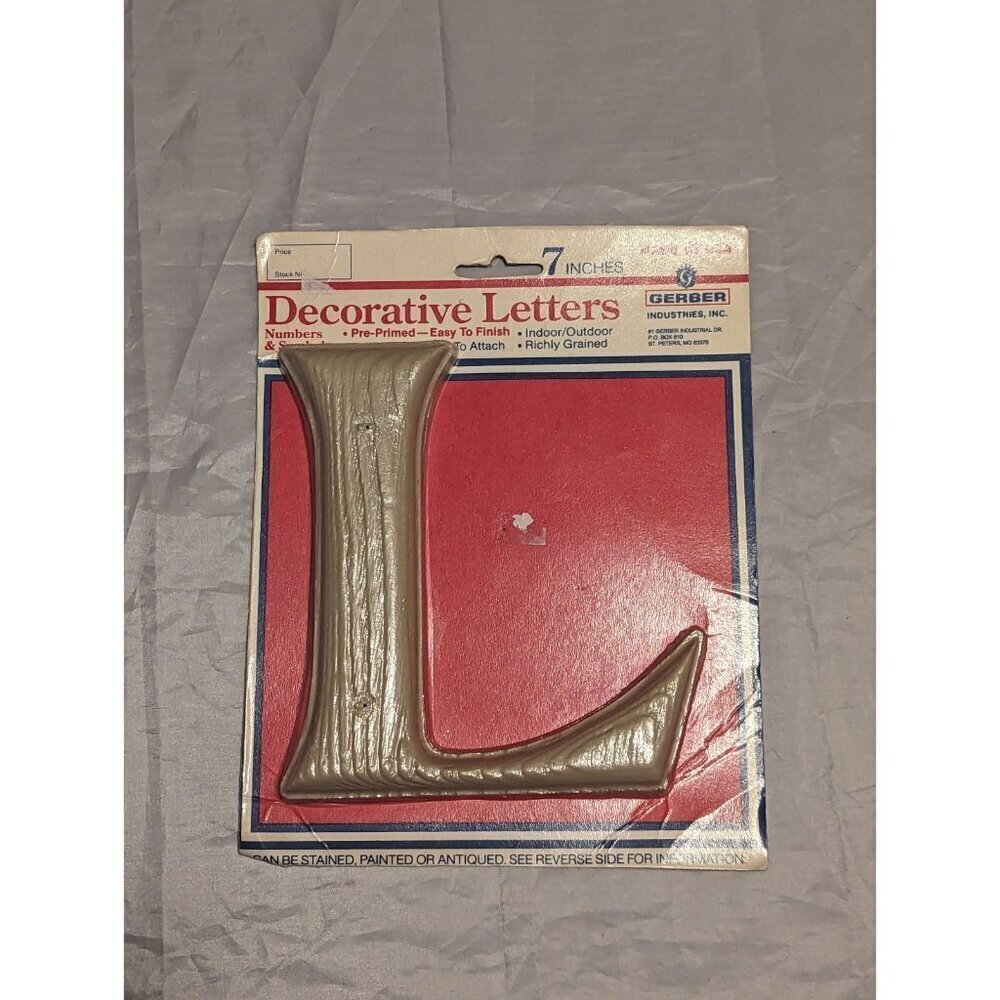 7 inch Simulated Wood grain decorative Letters in/outdoor pre-drilled New "L"